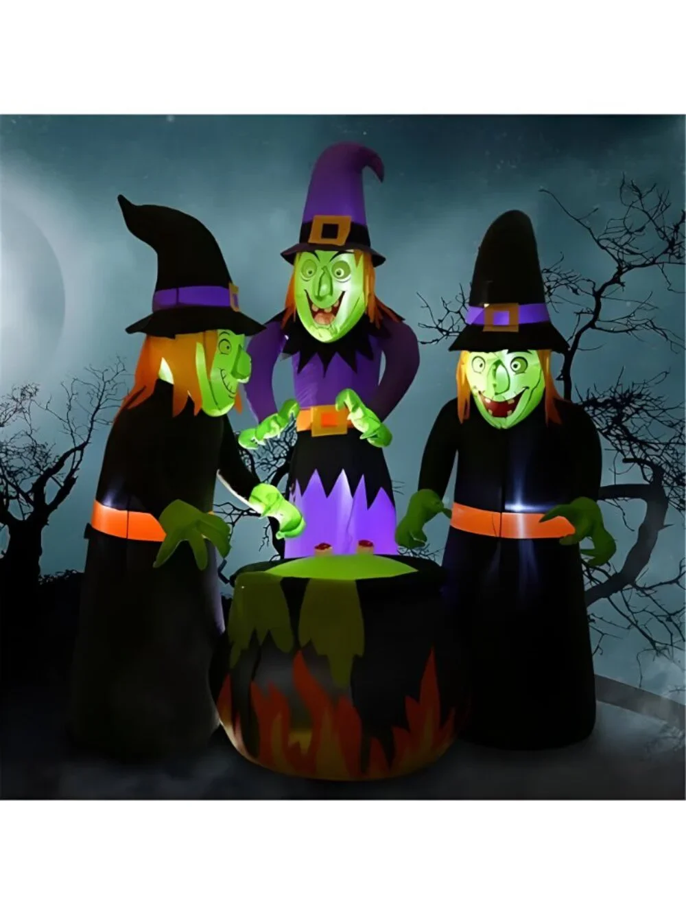 Halloween Inflatable Witch Decoration 6 Styles with LED Lights Indoor/Outdoor -G